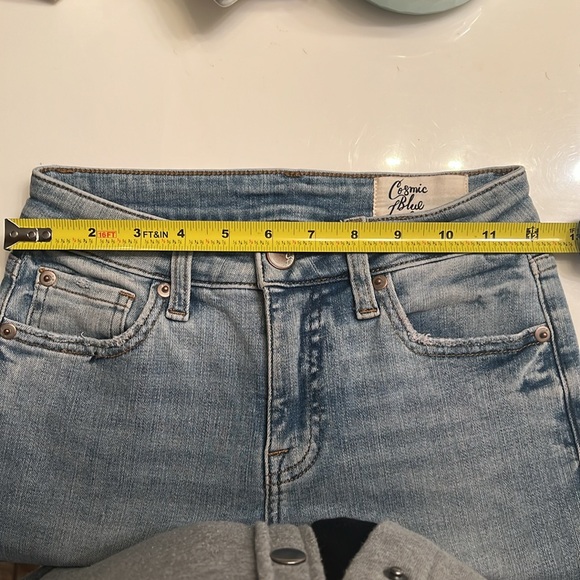 EUC Cosmic Blue Love distressed crop jeans - made by Pistola! - Picture 5 of 8